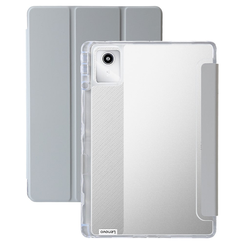 For Lenovo Tab M11 / Xiaoxin Pad 11 2024 Case TPU+Acrylic+PU Tablet Cover with Tri-fold Stand - Grey