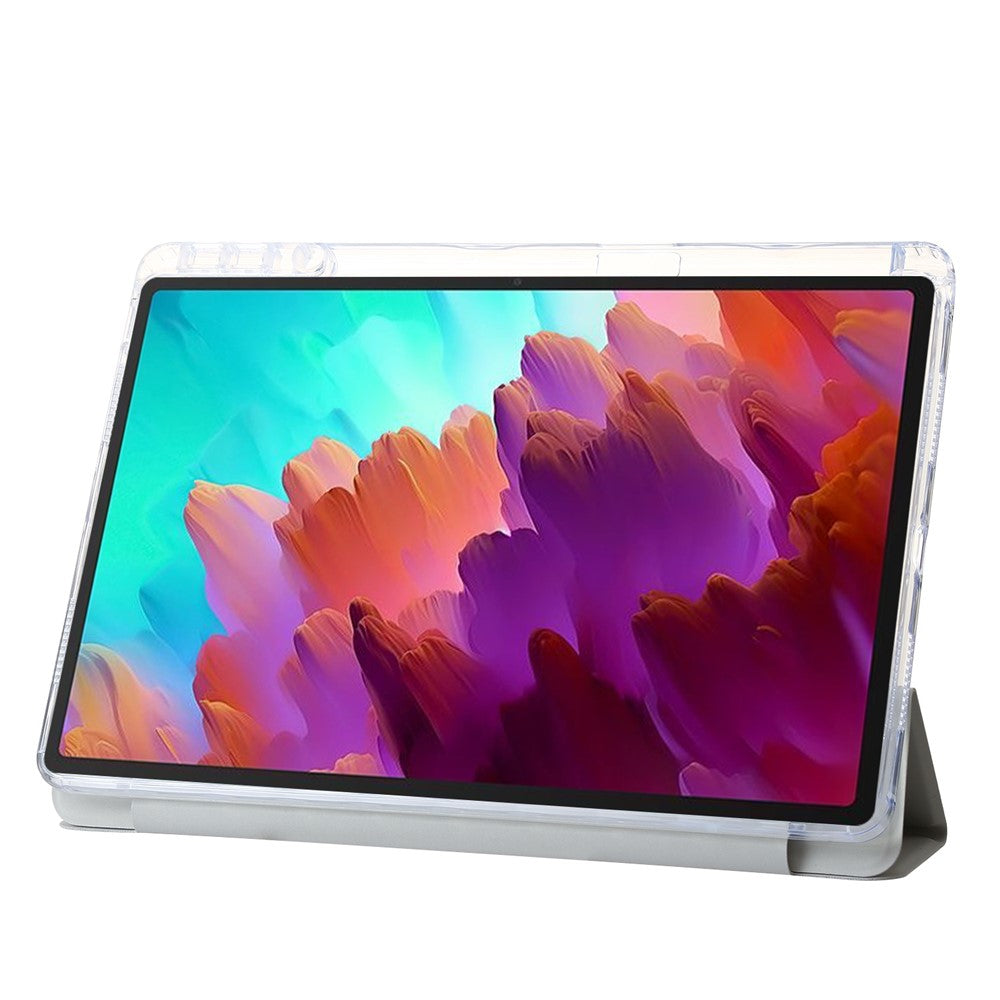 For Lenovo Tab M11 / Xiaoxin Pad 11 2024 Case TPU+Acrylic+PU Tablet Cover with Tri-fold Stand - Grey