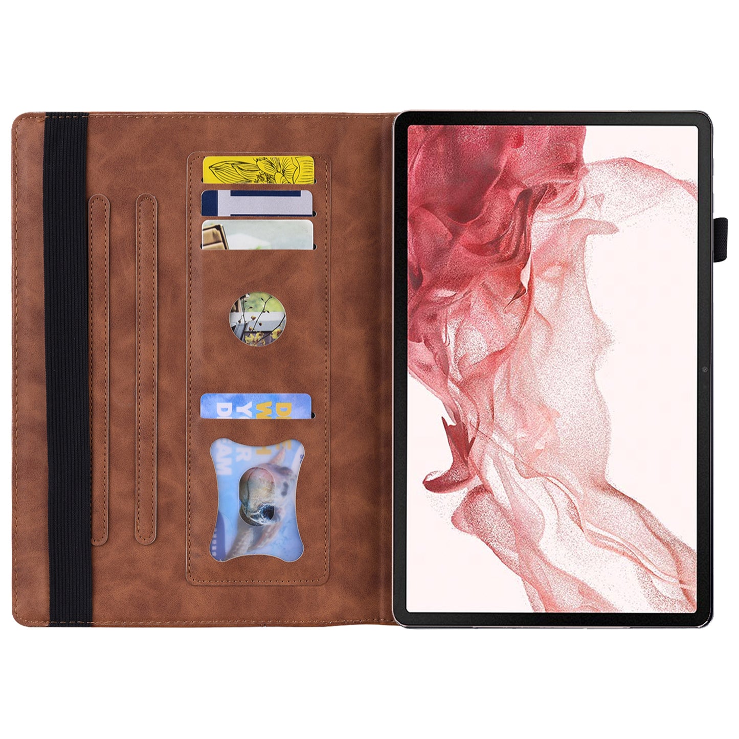 For Samsung Galaxy Tab S9 FE+ Tablet Case Wallet Stand Business Leather Cover - Brown