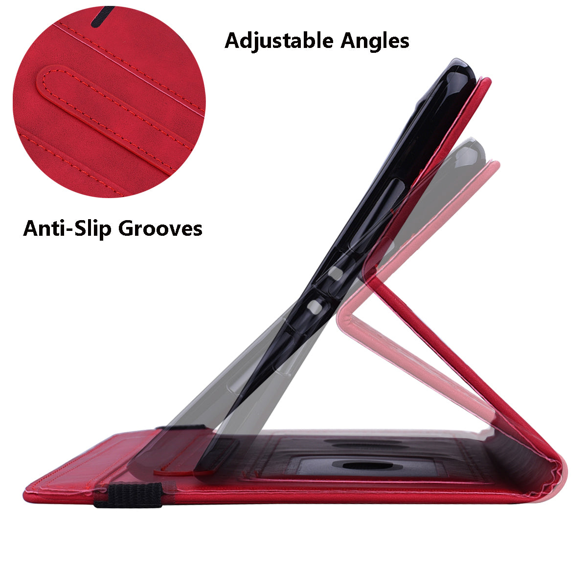 For Samsung Galaxy Tab S9 FE+ Tablet Case Card Slots Leather Cover Flower Pattern - Red