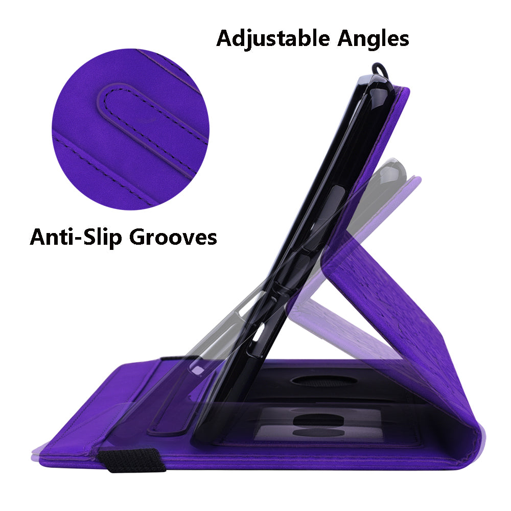 For Samsung Galaxy Tab S9 FE+ Tablet Case Card Slots Leather Cover Flower Pattern - Purple