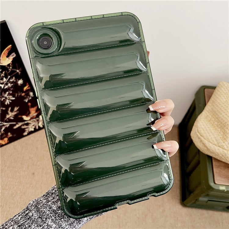 For Samsung Galaxy Tab A9 TPU Case Transparent Down Jacket Design Shock Absorption - Green