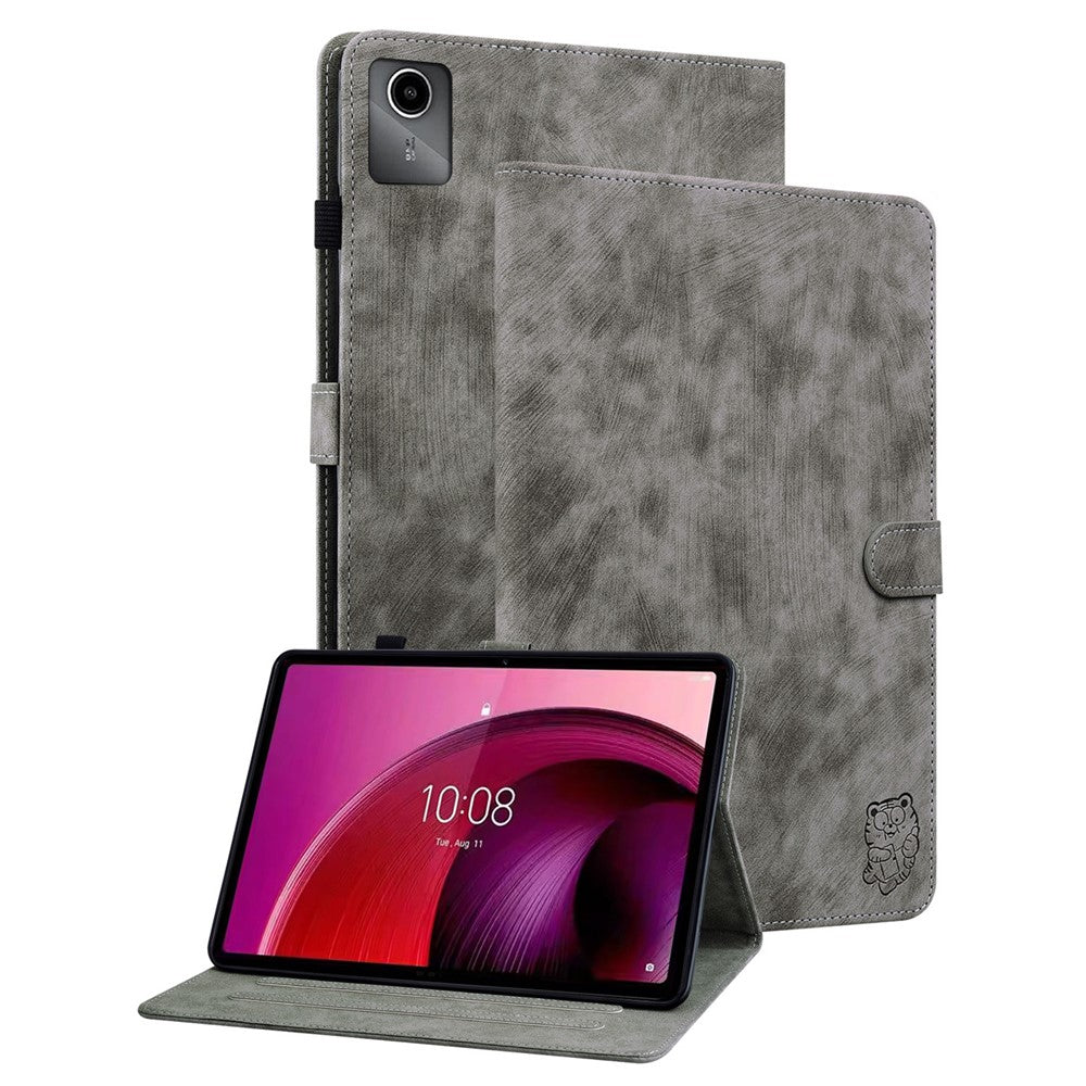 For Lenovo Tab M11 / Xiaoxin Pad 11 2024 Case Card Slots Leather Tablet Cover - Grey