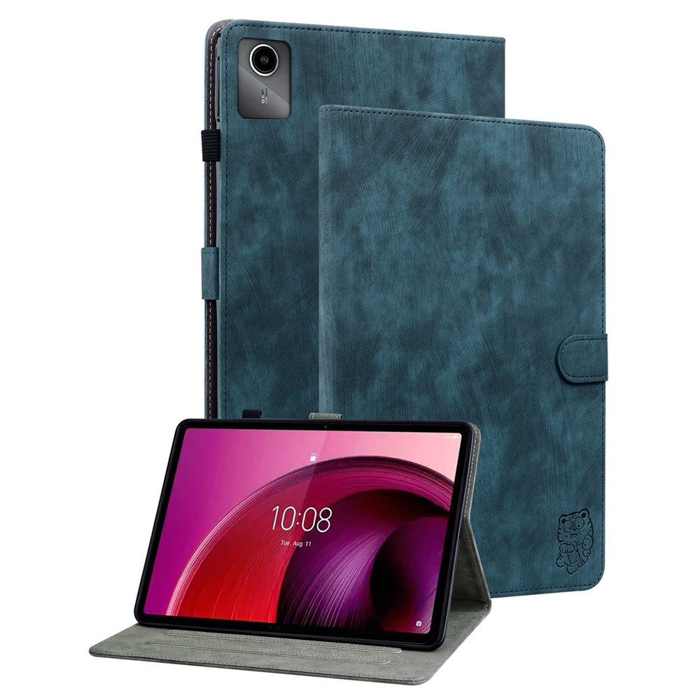 For Lenovo Tab M11 / Xiaoxin Pad 11 2024 Case Card Slots Leather Tablet Cover - Dark Blue