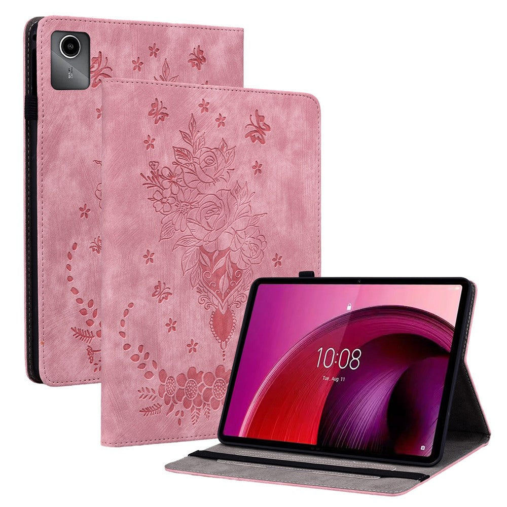For Lenovo Tab M11 / Xiaoxin Pad 11 2024 Case Card Holder Stand PU Leather Tablet Cover - Pink