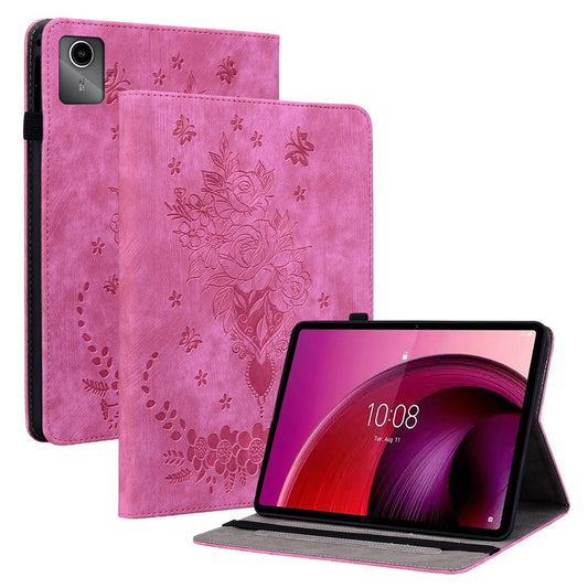 For Lenovo Tab M11 / Xiaoxin Pad 11 2024 Case Card Holder Stand PU Leather Tablet Cover - Rose