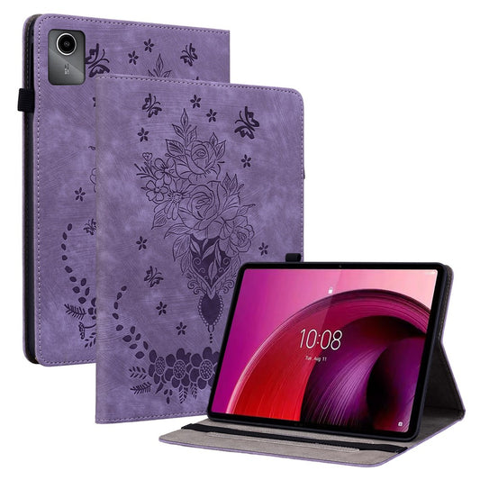 For Lenovo Tab M11 / Xiaoxin Pad 11 2024 Case Card Holder Stand PU Leather Tablet Cover - Purple