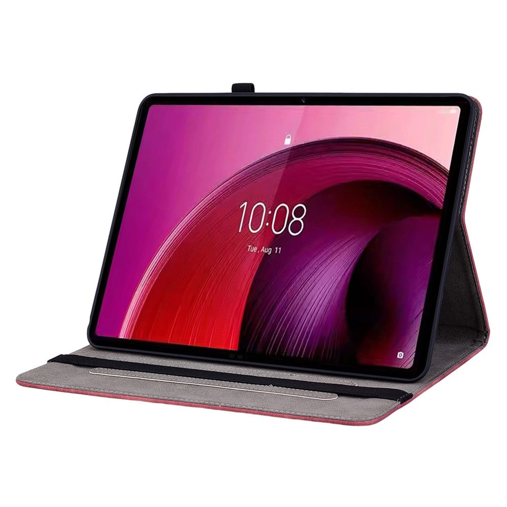 For Lenovo Tab M11 / Xiaoxin Pad 11 2024 Case Card Holder Stand PU Leather Tablet Cover - Red
