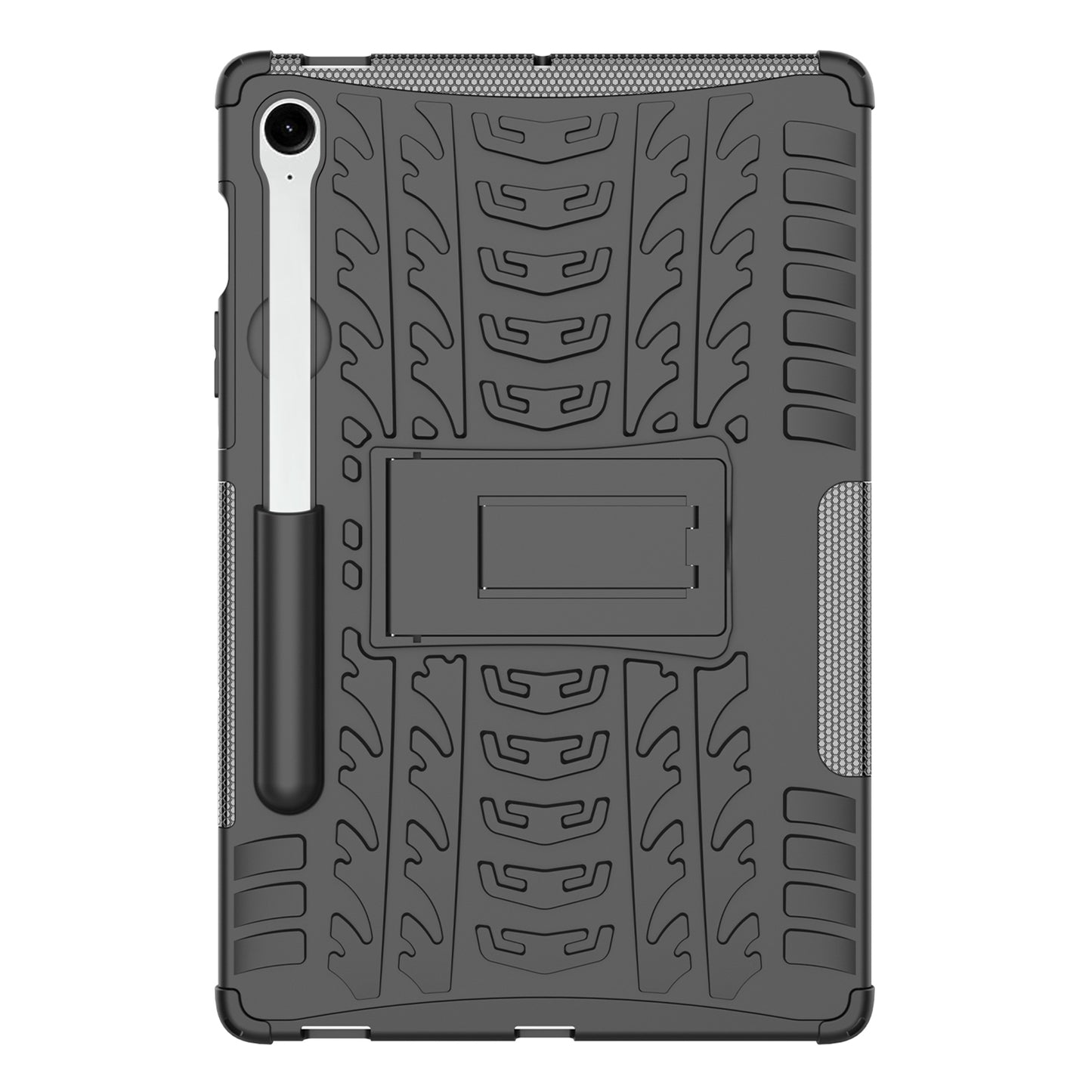 For Samsung Galaxy Tab S9 FE Kickstand Case TPU+PC Tablet Cover Tire Texture - Black