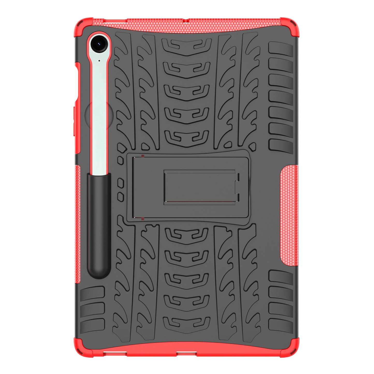 For Samsung Galaxy Tab S9 FE Kickstand Case TPU+PC Tablet Cover Tire Texture - Red