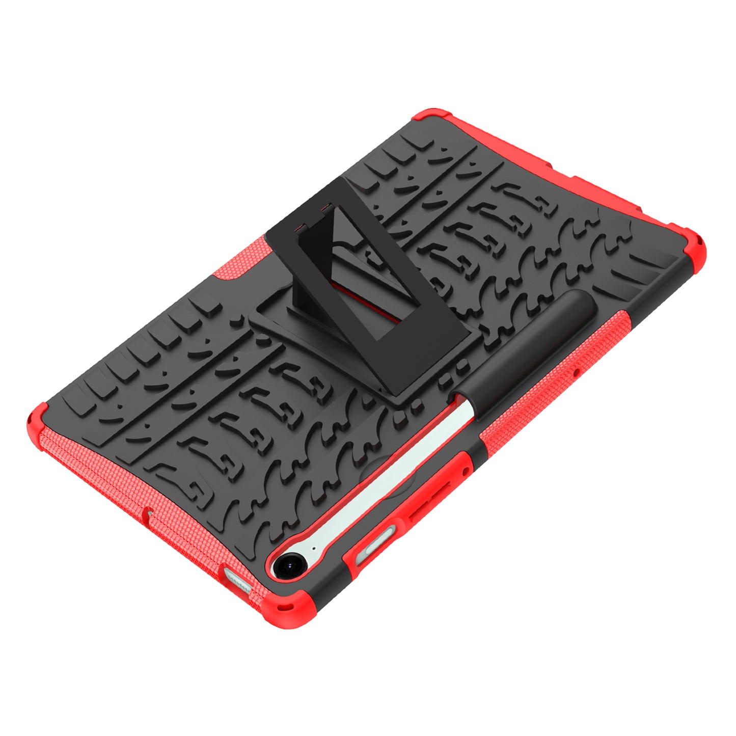 For Samsung Galaxy Tab S9 FE Kickstand Case TPU+PC Tablet Cover Tire Texture - Red