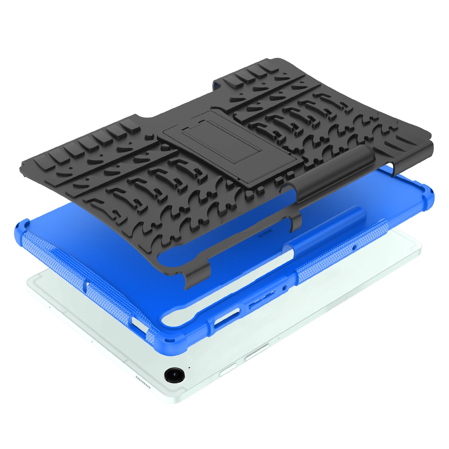 For Samsung Galaxy Tab S9 FE Kickstand Case TPU+PC Tablet Cover Tire Texture - Blue