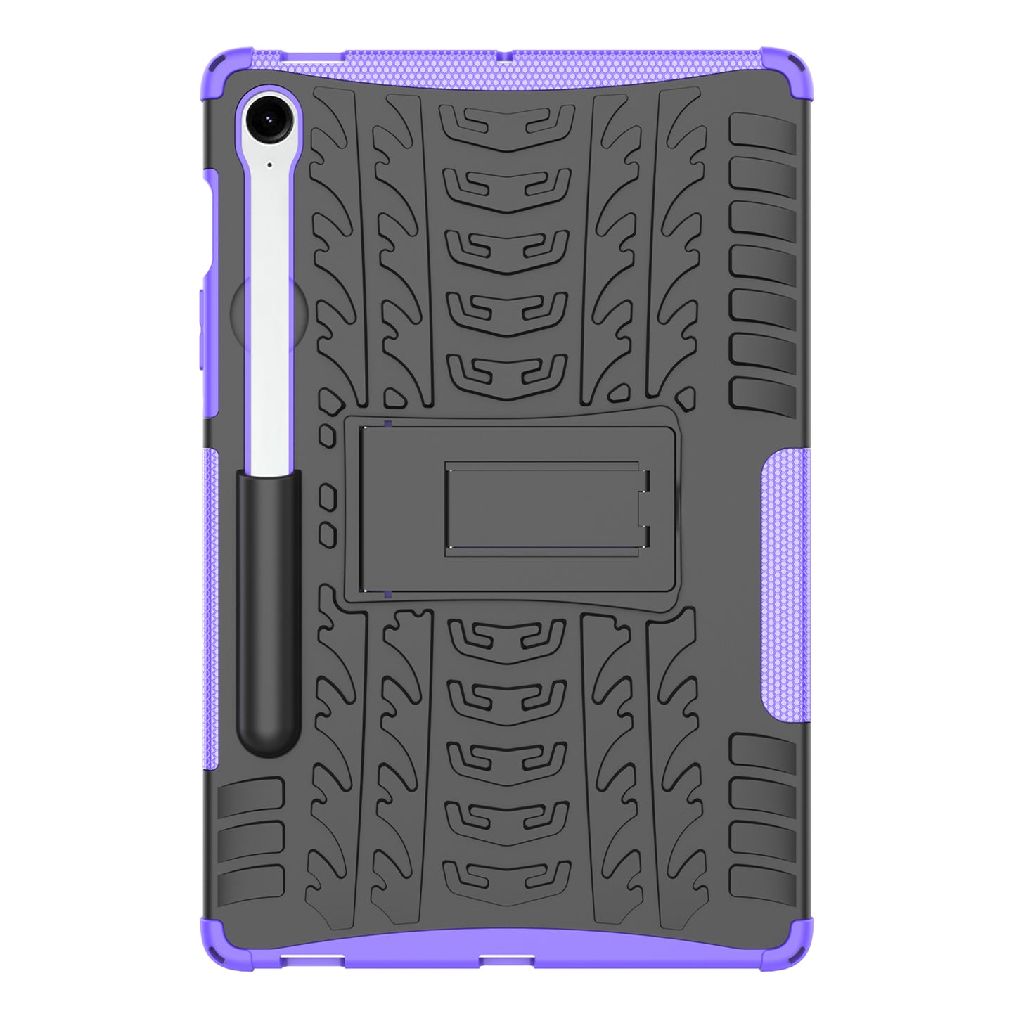 For Samsung Galaxy Tab S9 FE Kickstand Case TPU+PC Tablet Cover Tire Texture - Purple