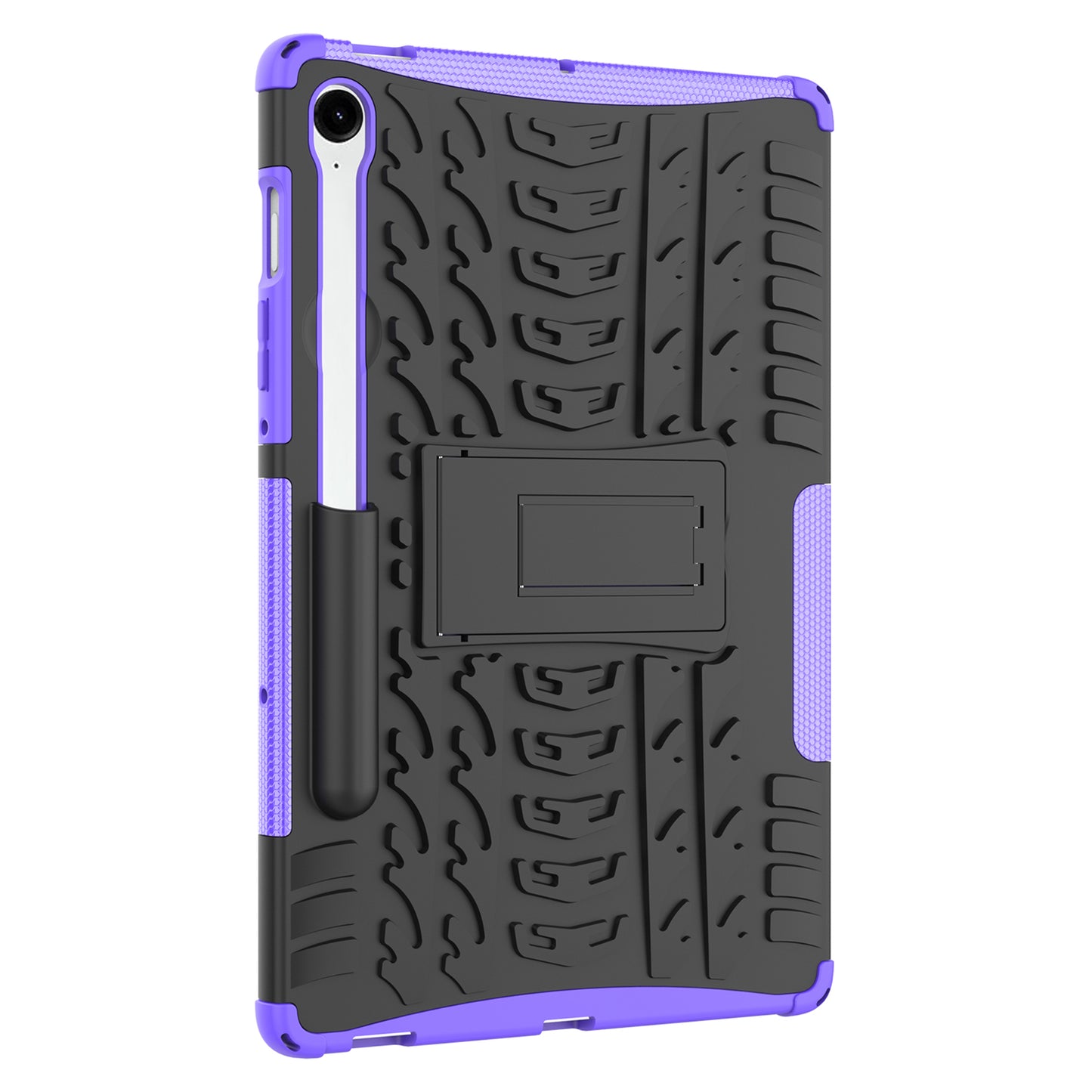 For Samsung Galaxy Tab S9 FE Kickstand Case TPU+PC Tablet Cover Tire Texture - Purple