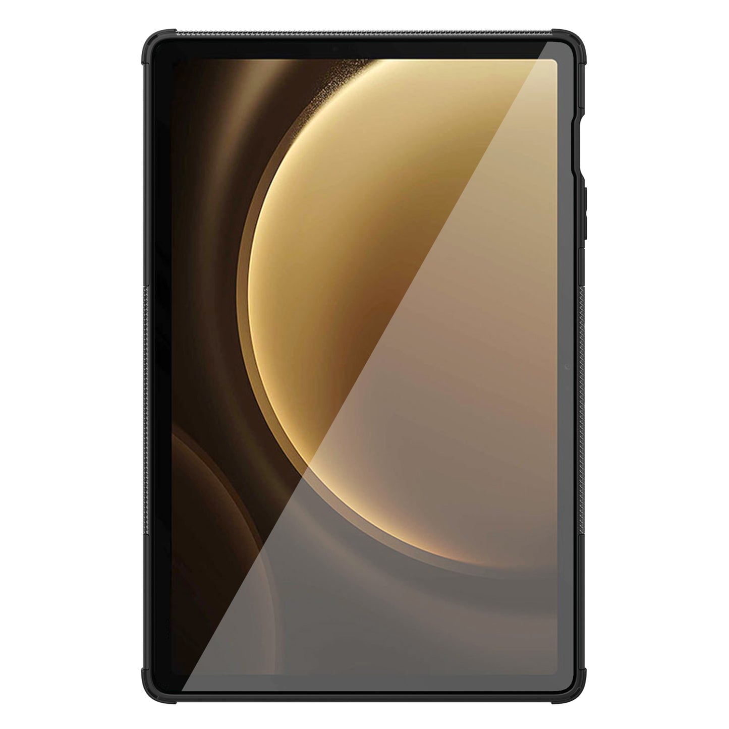 For Samsung Galaxy Tab S9 FE+ Case Tire Texture Kickstand TPU+PC Tablet Cover - Black