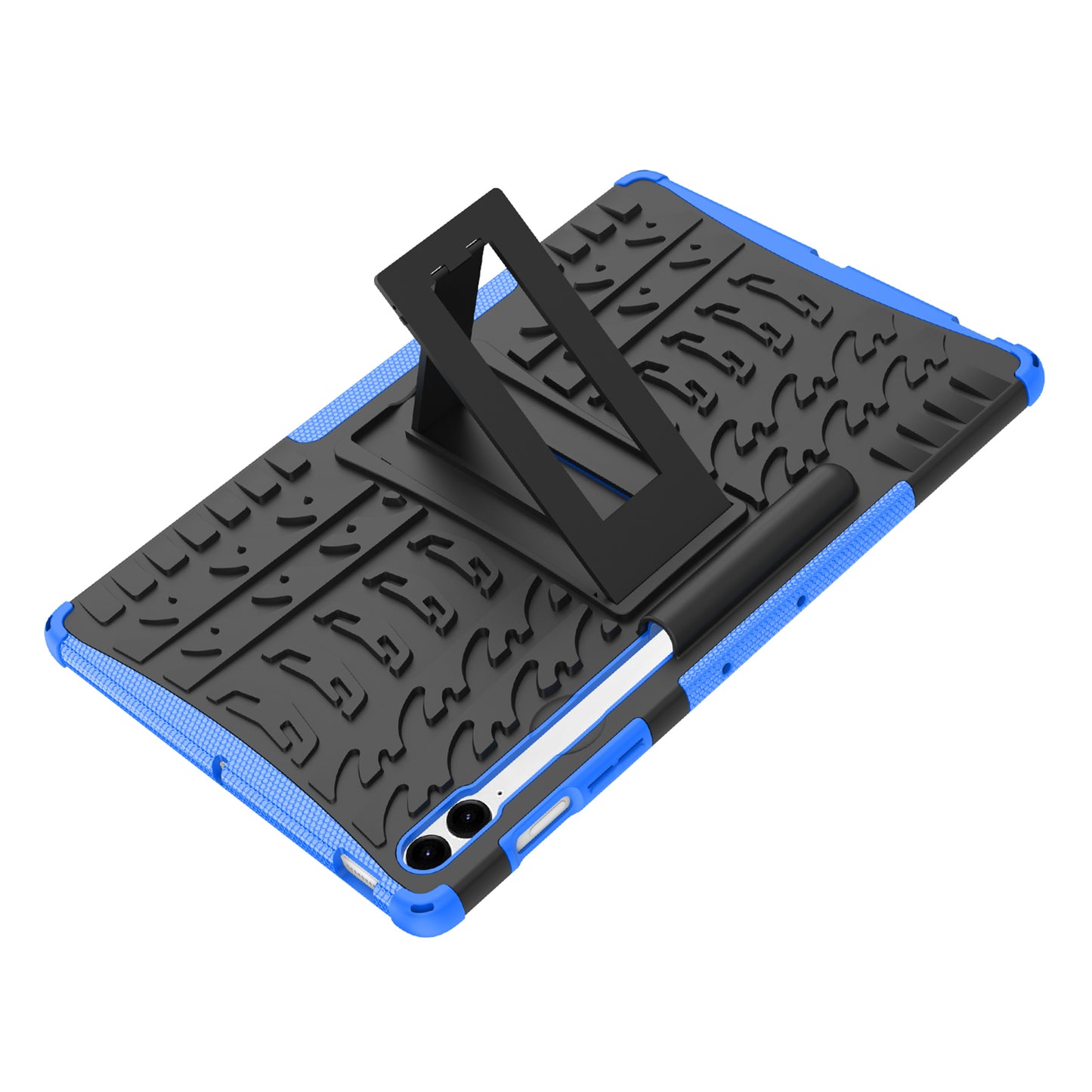 For Samsung Galaxy Tab S9 FE+ Case Tire Texture Kickstand TPU+PC Tablet Cover - Blue