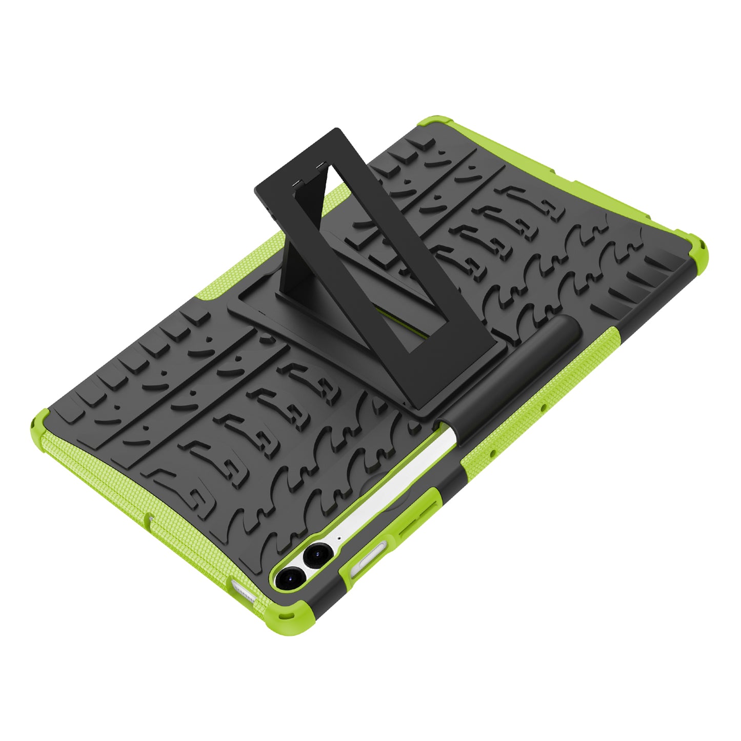 For Samsung Galaxy Tab S9 FE+ Case Tire Texture Kickstand TPU+PC Tablet Cover - Green