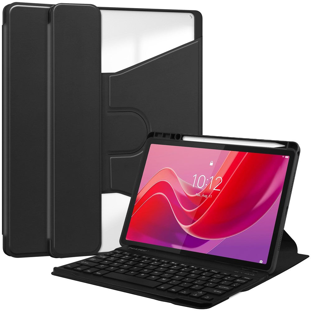 For Lenovo Tab M11 / Xiaoxin Pad 11 2024 Case PU+Acrylic Tablet Stand Cover with Bluetooth-compatible Keyboard - Black
