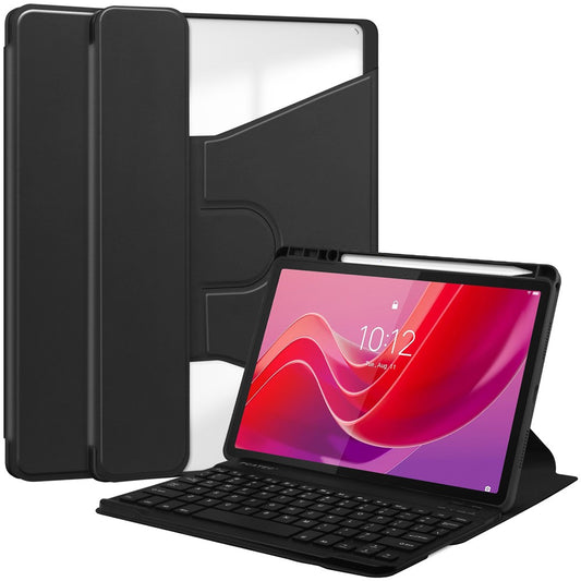 For Lenovo Tab M11 / Xiaoxin Pad 11 2024 Case PU+Acrylic Tablet Stand Cover with Bluetooth-compatible Keyboard - Black