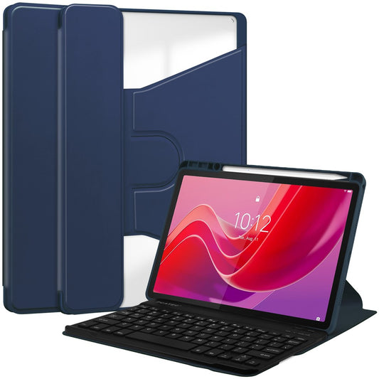 For Lenovo Tab M11 / Xiaoxin Pad 11 2024 Case PU+Acrylic Tablet Stand Cover with Bluetooth-compatible Keyboard - Dark Blue