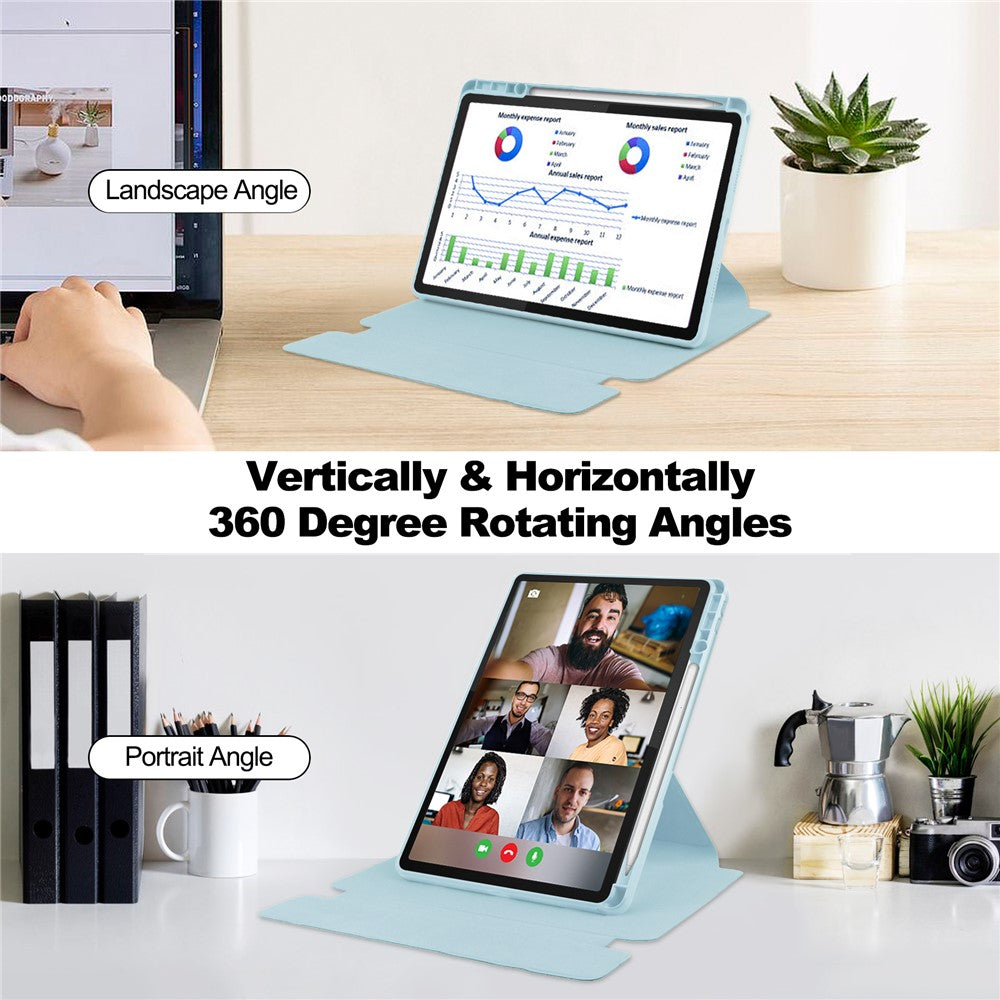 For Lenovo Tab M11 / Xiaoxin Pad 11 2024 Case PU+Acrylic Tablet Stand Cover with Bluetooth-compatible Keyboard - Sky Blue