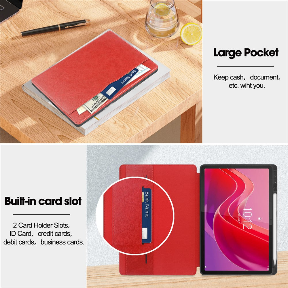 For Lenovo Tab M11 / Xiaoxin Pad 11 2024 Case Shockproof Leather Auto Wake  /  Sleep Tablet Stand Cover - Red