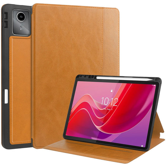 For Lenovo Tab M11 / Xiaoxin Pad 11 2024 Case Shockproof Leather Auto Wake  /  Sleep Tablet Stand Cover - Brown