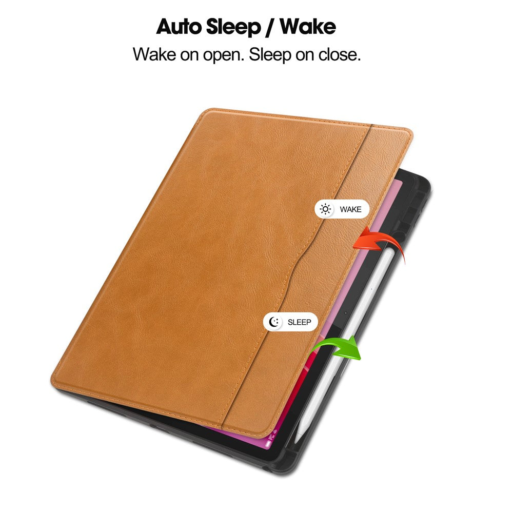 For Lenovo Tab M11 / Xiaoxin Pad 11 2024 Case Shockproof Leather Auto Wake  /  Sleep Tablet Stand Cover - Brown