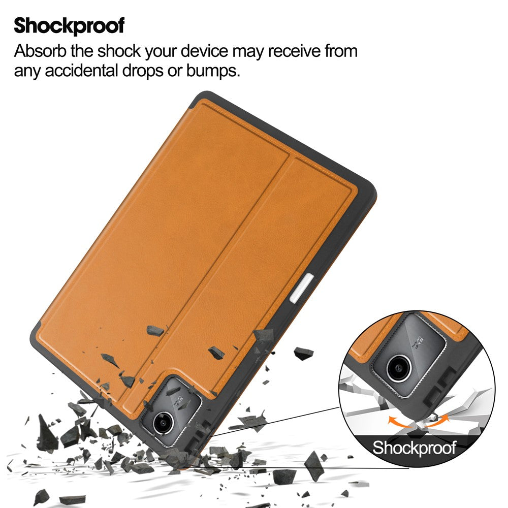 For Lenovo Tab M11 / Xiaoxin Pad 11 2024 Case Shockproof Leather Auto Wake  /  Sleep Tablet Stand Cover - Brown