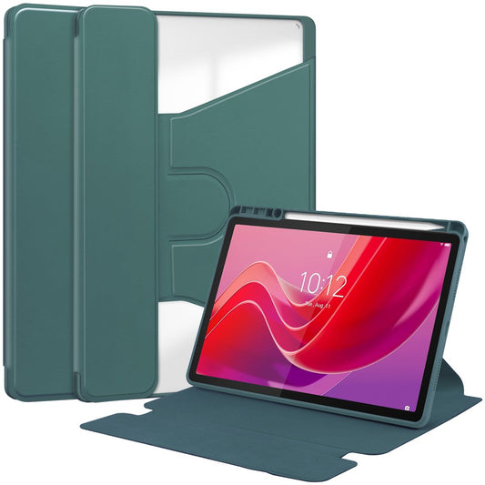 For Lenovo Tab M11 / Xiaoxin Pad 11 2024 Tablet Case 360-Degree Rotating Stand Anti-fall Cover (without Keyboard) - Blackish Green