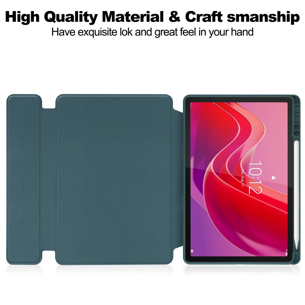 For Lenovo Tab M11 / Xiaoxin Pad 11 2024 Tablet Case 360-Degree Rotating Stand Anti-fall Cover (without Keyboard) - Blackish Green