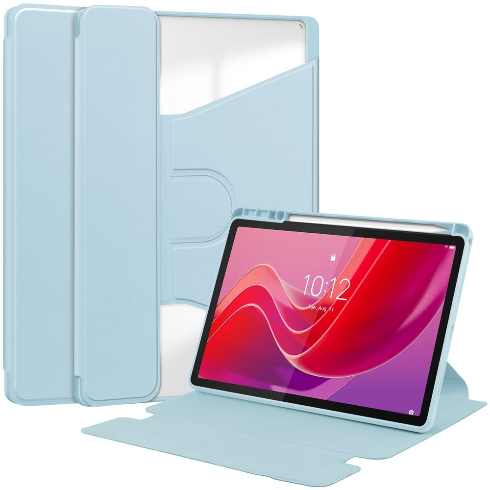 For Lenovo Tab M11 / Xiaoxin Pad 11 2024 Tablet Case 360-Degree Rotating Stand Anti-fall Cover (without Keyboard) - Sky Blue