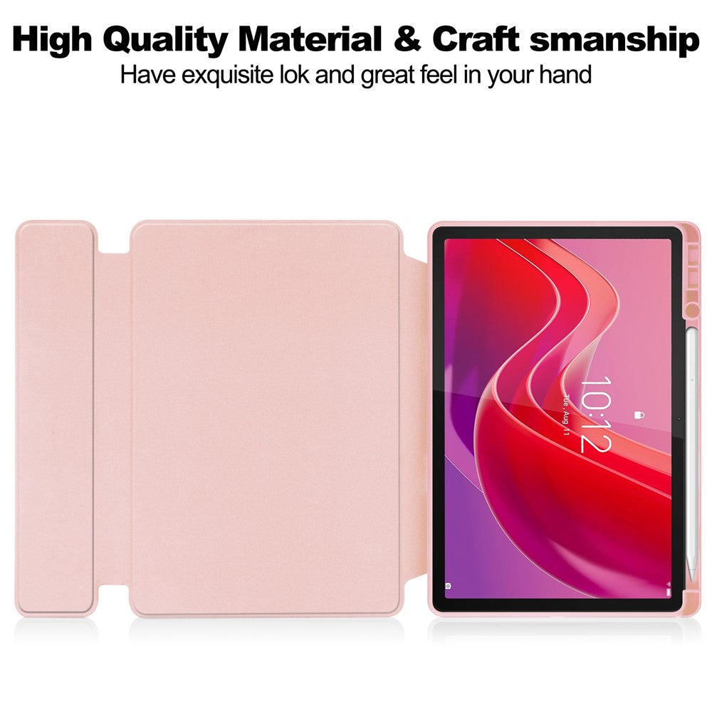 For Lenovo Tab M11 / Xiaoxin Pad 11 2024 Tablet Case 360-Degree Rotating Stand Anti-fall Cover (without Keyboard) - Pink