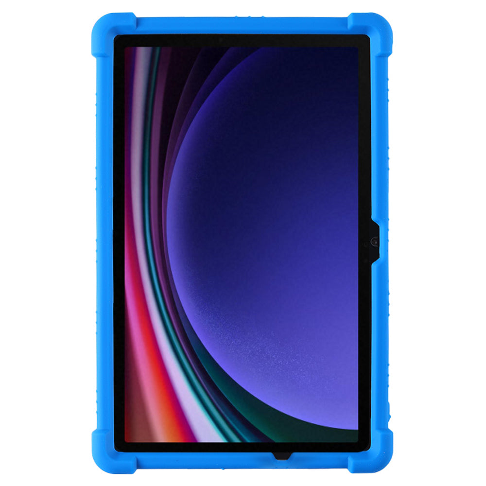 For Samsung Galaxy Tab S9 / S9 FE Tablet Cover Adjustable Kickstand Anti-drop Silicone Case - Dark Blue