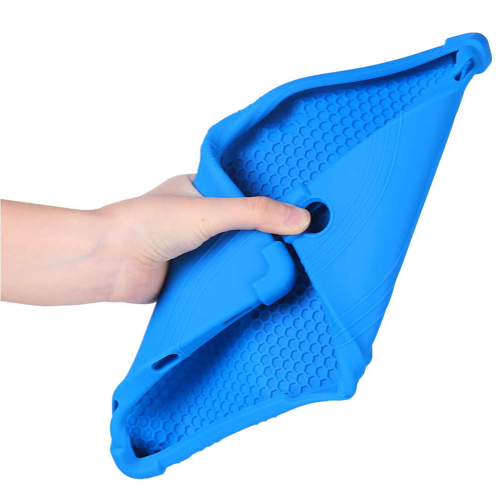 For Samsung Galaxy Tab S9 / S9 FE Tablet Cover Adjustable Kickstand Anti-drop Silicone Case - Dark Blue