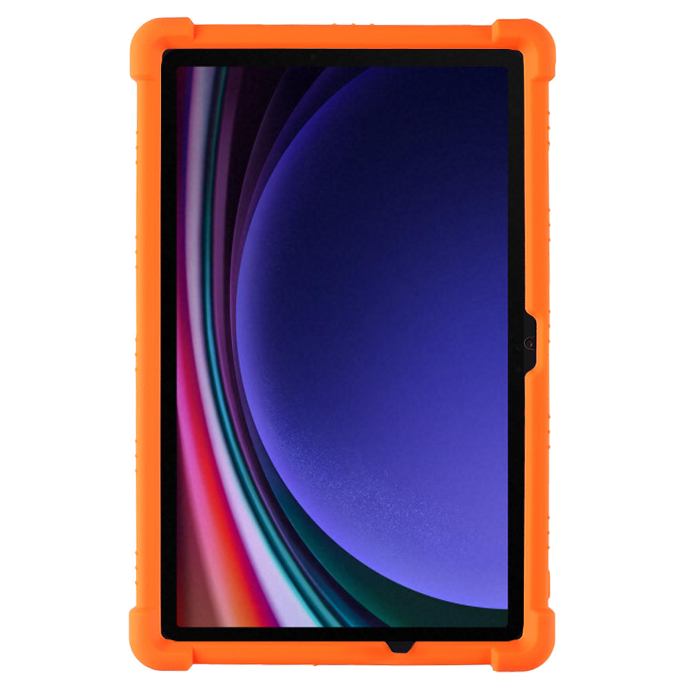 For Samsung Galaxy Tab S9 / S9 FE Tablet Cover Adjustable Kickstand Anti-drop Silicone Case - Orange