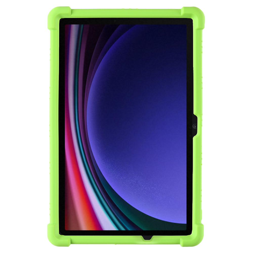 For Samsung Galaxy Tab S9 / S9 FE Tablet Cover Adjustable Kickstand Anti-drop Silicone Case - Green