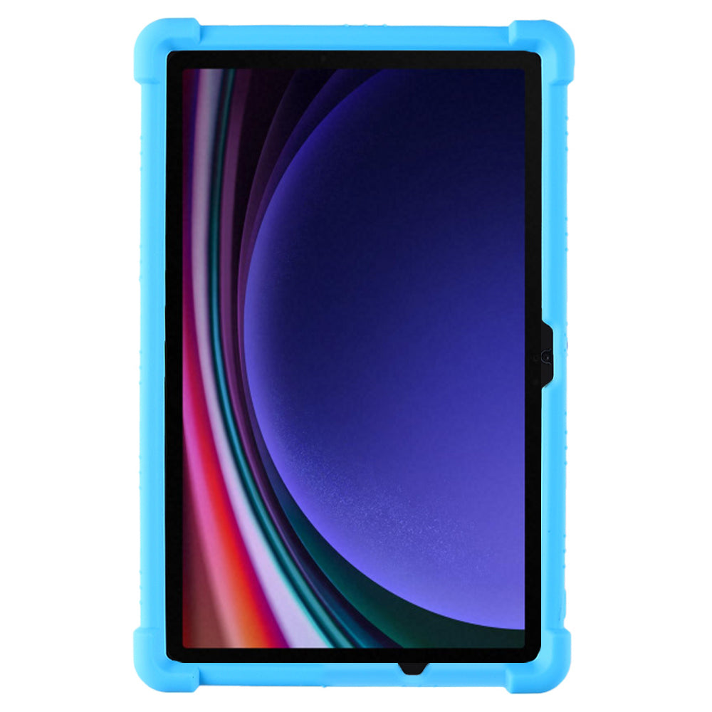 For Samsung Galaxy Tab S9 / S9 FE Tablet Cover Adjustable Kickstand Anti-drop Silicone Case - Sky Blue
