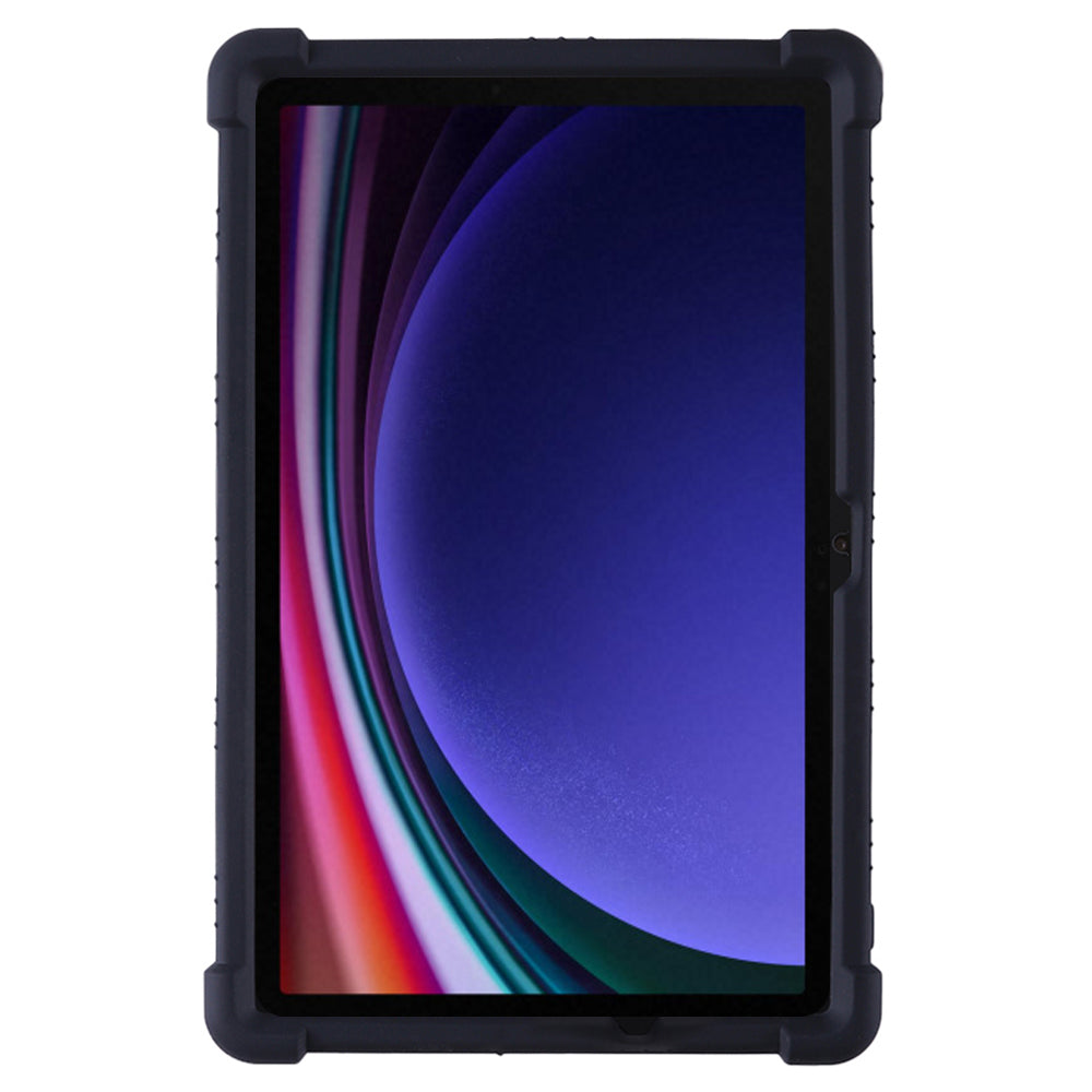 For Samsung Galaxy Tab S9 / S9 FE Tablet Cover Adjustable Kickstand Anti-drop Silicone Case - Black