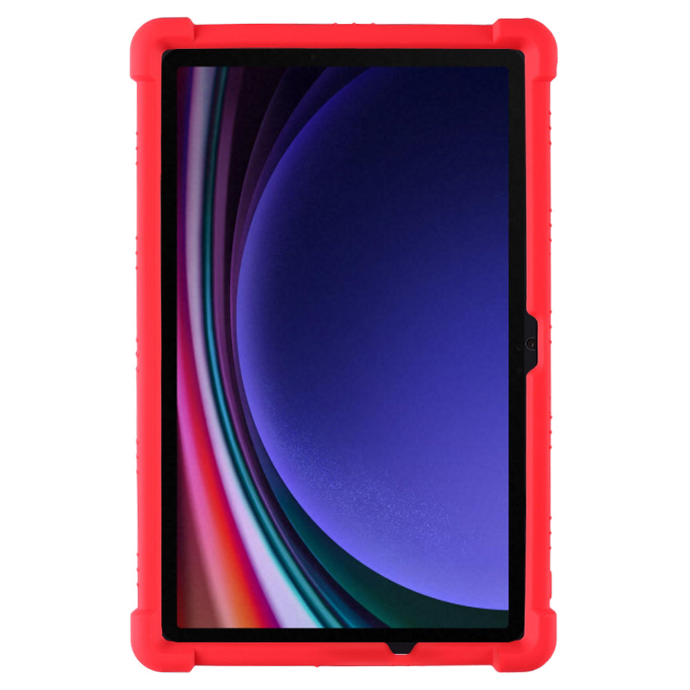 For Samsung Galaxy Tab S9 / S9 FE Tablet Cover Adjustable Kickstand Anti-drop Silicone Case - Red