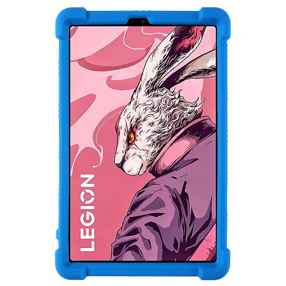 For Lenovo Legion Y700 (2023) Silicone Case Four Corners Protective Kickstand Cover - Dark Blue