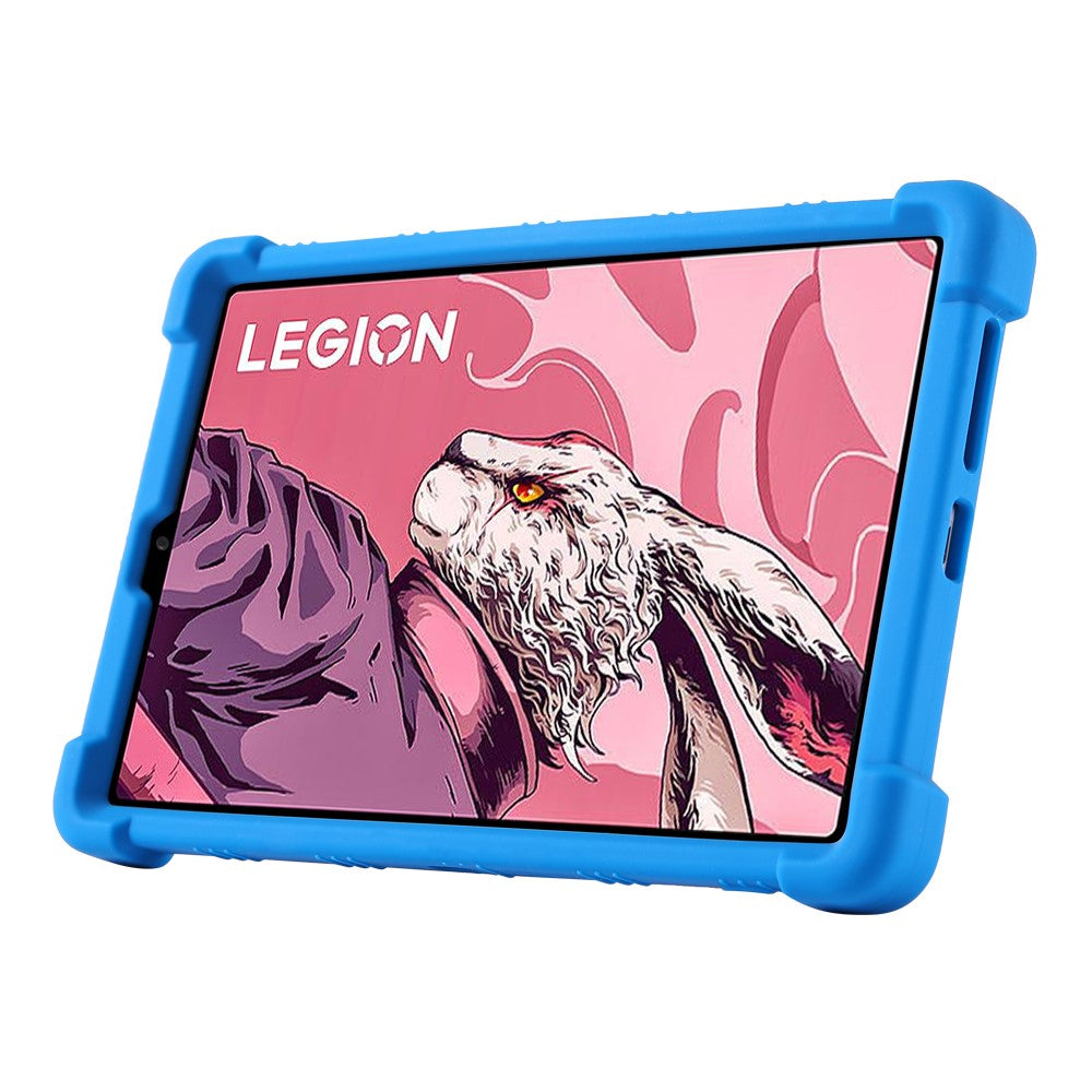 For Lenovo Legion Y700 (2023) Silicone Case Four Corners Protective Kickstand Cover - Dark Blue
