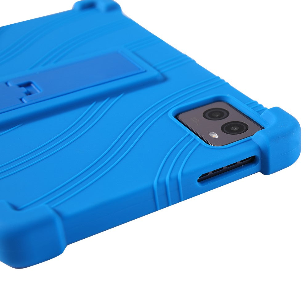 For Lenovo Legion Y700 (2023) Silicone Case Four Corners Protective Kickstand Cover - Dark Blue