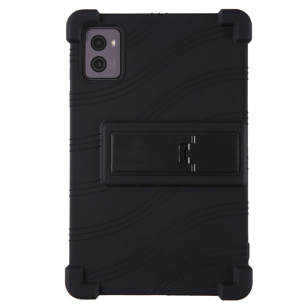 For Lenovo Legion Y700 (2023) Silicone Case Four Corners Protective Kickstand Cover - Black