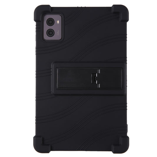 For Lenovo Legion Y700 (2023) Silicone Case Four Corners Protective Kickstand Cover - Black