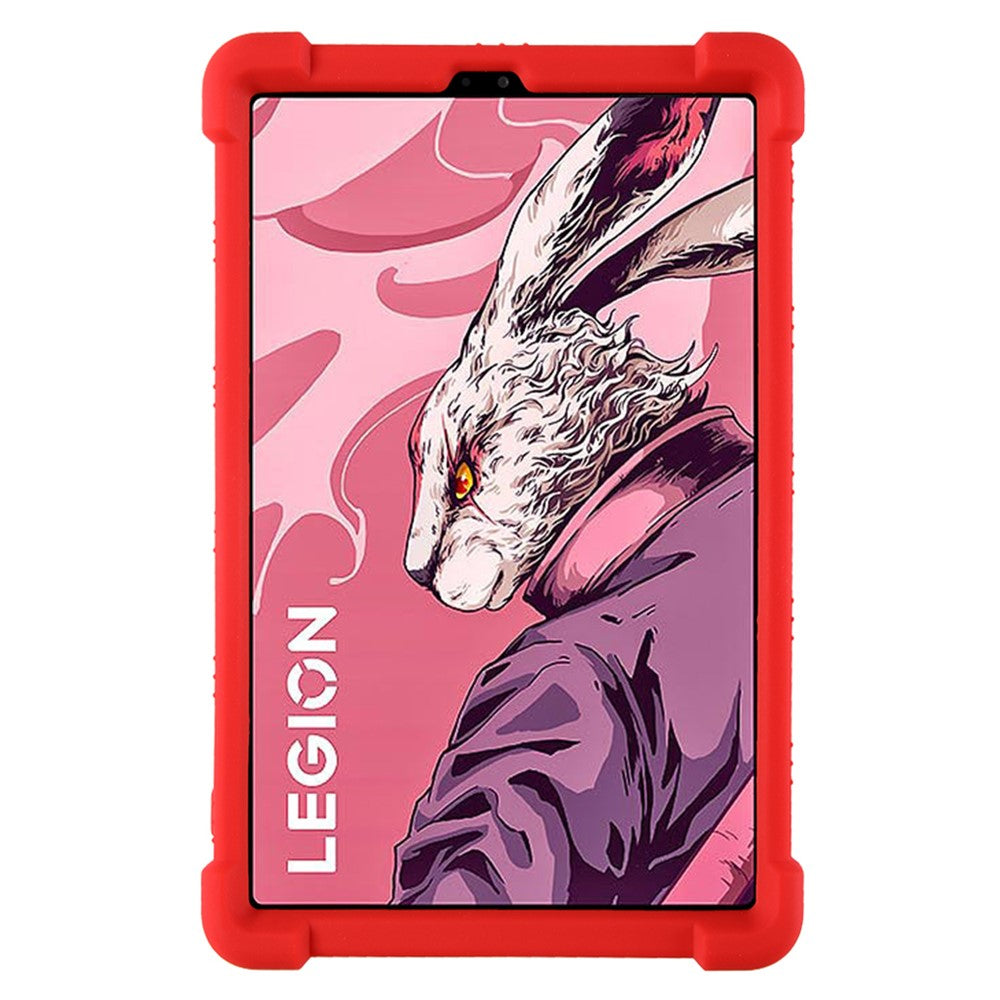 For Lenovo Legion Y700 (2023) Silicone Case Four Corners Protective Kickstand Cover - Red