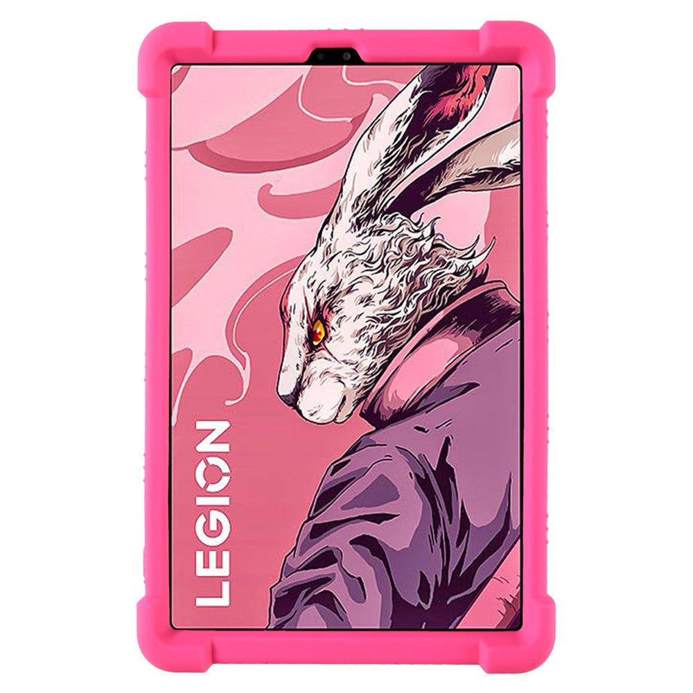 For Lenovo Legion Y700 (2023) Silicone Case Four Corners Protective Kickstand Cover - Rose
