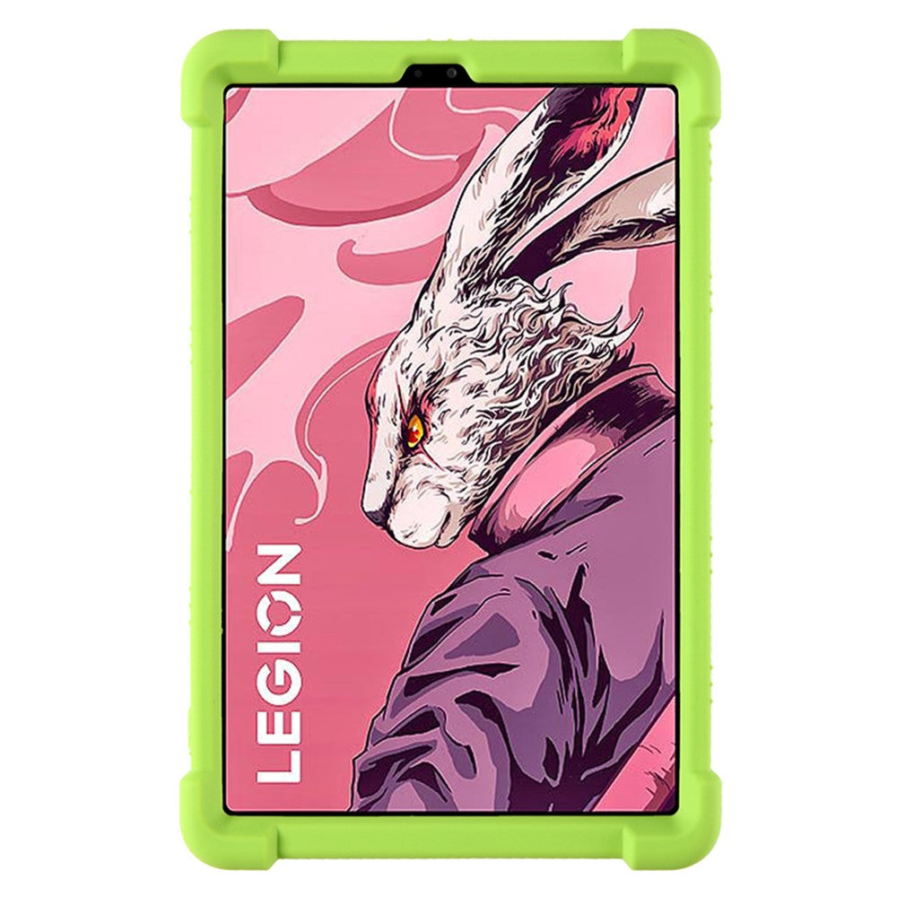 For Lenovo Legion Y700 (2023) Silicone Case Four Corners Protective Kickstand Cover - Green