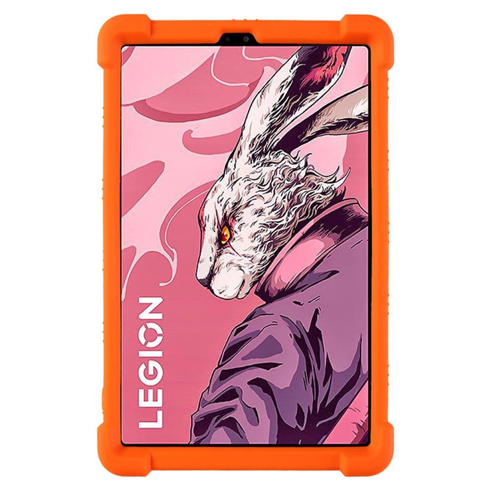 For Lenovo Legion Y700 (2023) Silicone Case Four Corners Protective Kickstand Cover - Orange