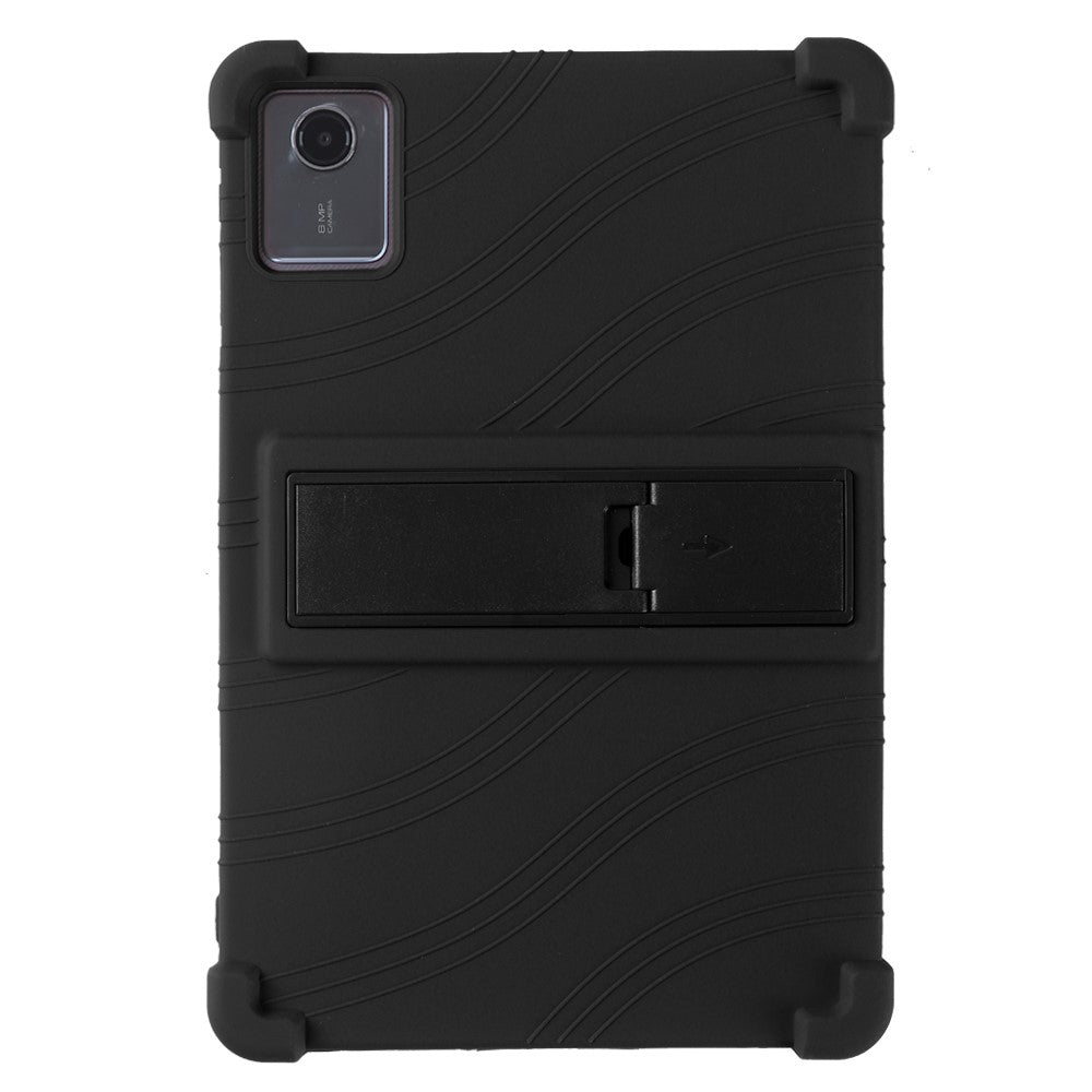 For Lenovo Tab M11 / Xiaoxin Pad 11 2024 Kickstand Case Reinforced Corners Silicone Cover - Black